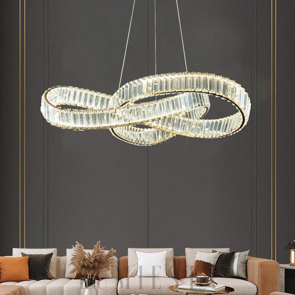 Luminosa - lampa wisząca okrągła ze złotymi kryształami