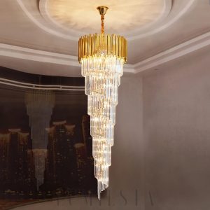 Elegant 2-tier 81 cm gold crystal chandelier