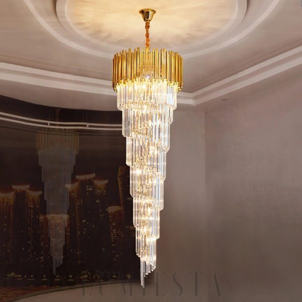 Elegant 2-tier 81 cm gold crystal chandelier