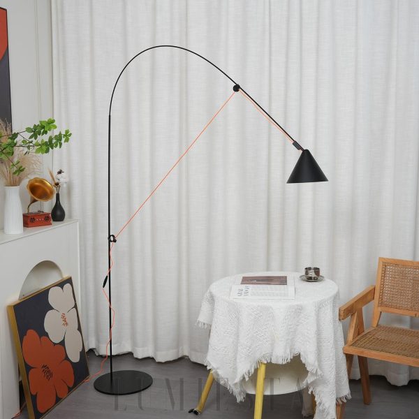 Lampa Podłogowa NOAH Czarna Styl Minimalistyczny 142/166cm
