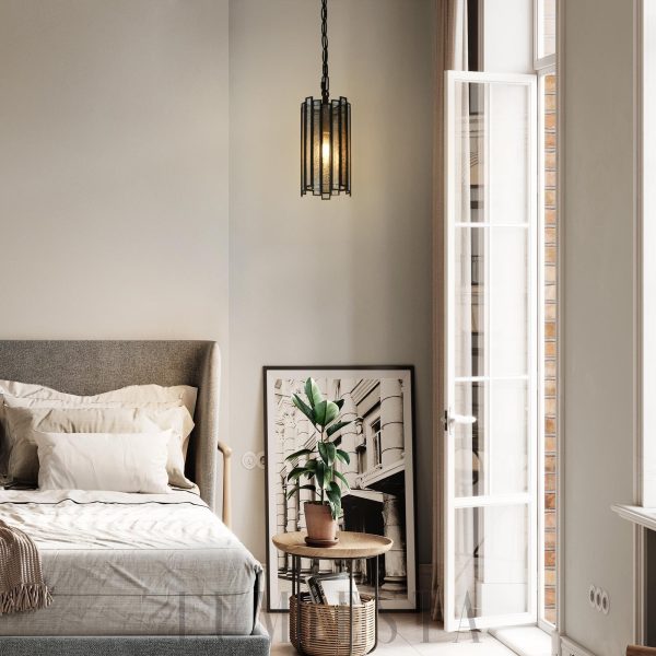 Monaria - Nowoczesna czarna lampa wisząca ze szkła 11.5 cm