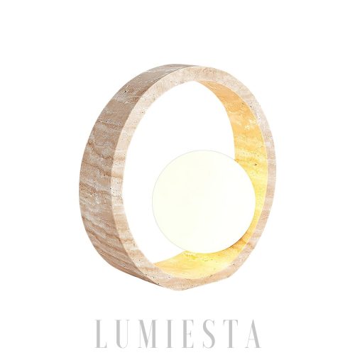 Atacama - Lampa Stołowa Okrągła Beżowa 25cm