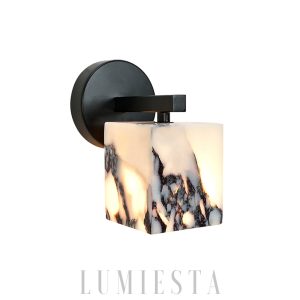 wm_5281095647541774306.jpg Marmurowa elegancka lampa ścienna kostka 8x13cm Biały Ciepła