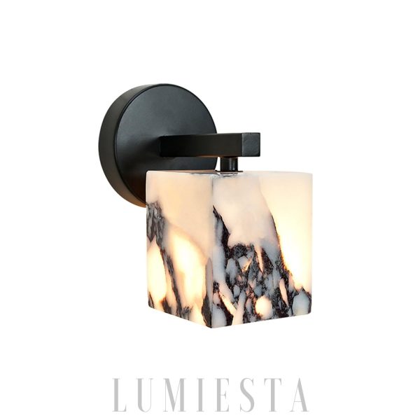 wm_5281095647541774306.jpg Marmurowa elegancka lampa ścienna kostka 8x13cm Biały Ciepła