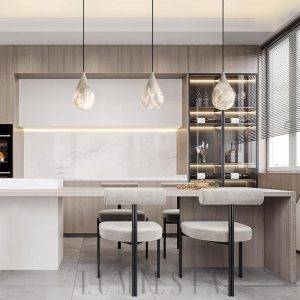 Dropp - Lampa wisząca z alabastru, kropla biała, 18×34 cm, 1-punktowa