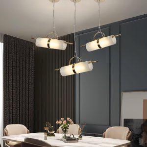 Mini lampa wisząca cylindryczna z alabastru, mosiądz