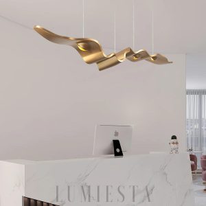 Ribbon - Złoty żyrandol nowoczesny falisty