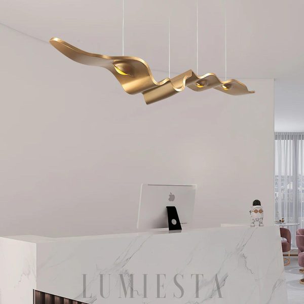 Ribbon - Złoty żyrandol nowoczesny falisty