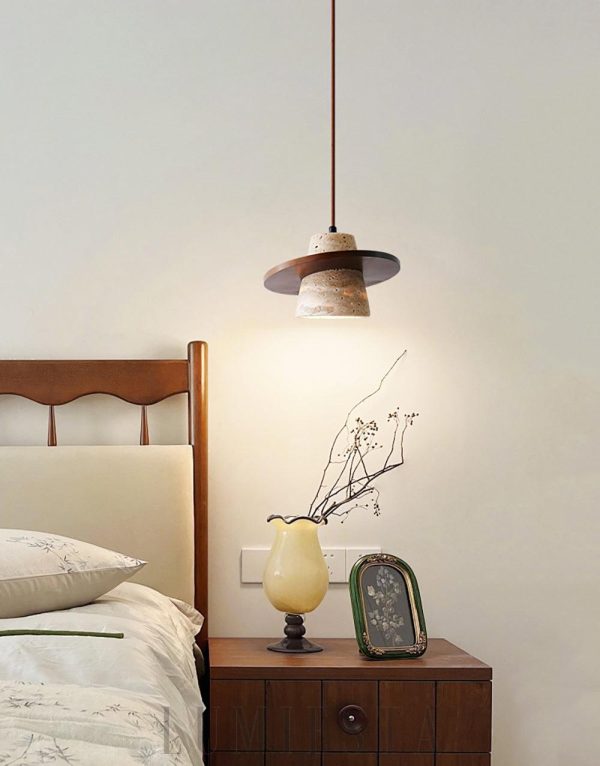 Lampa wisząca Conical z trawertynu w stylu vintage 20cm