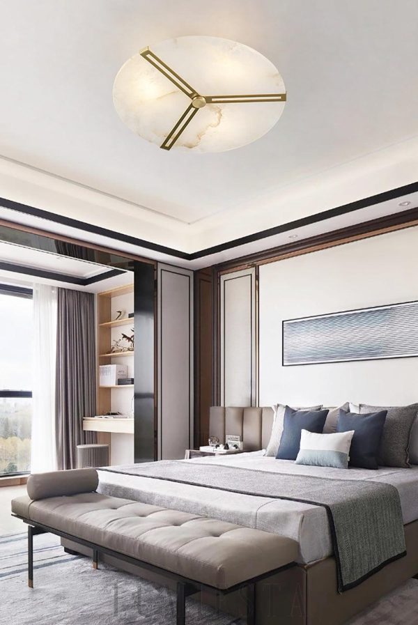 Quito - Nowoczesna lampa sufitowa z alabastru i miedzi