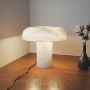 Rhodes - Lampa stołowa Grzybek alabaster i mosiądz