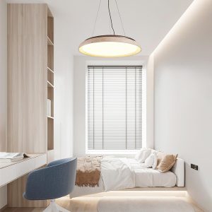 Elegancka okrągła lampa wisząca trawertyn beżowa 55 cm