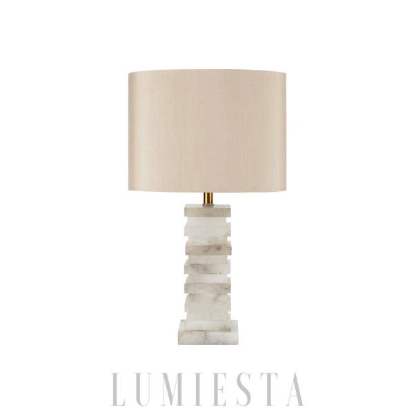 Seraph - Elegancka alabastrowa lampa stołowa 65 cm, biała