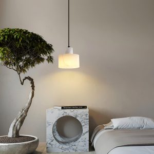 Tyne - Alabastrowa lampa wisząca cylindryczna, elegancka