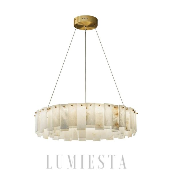 Sloane - Alabastrowa okrągła, nowoczesna, mosiądz/biała