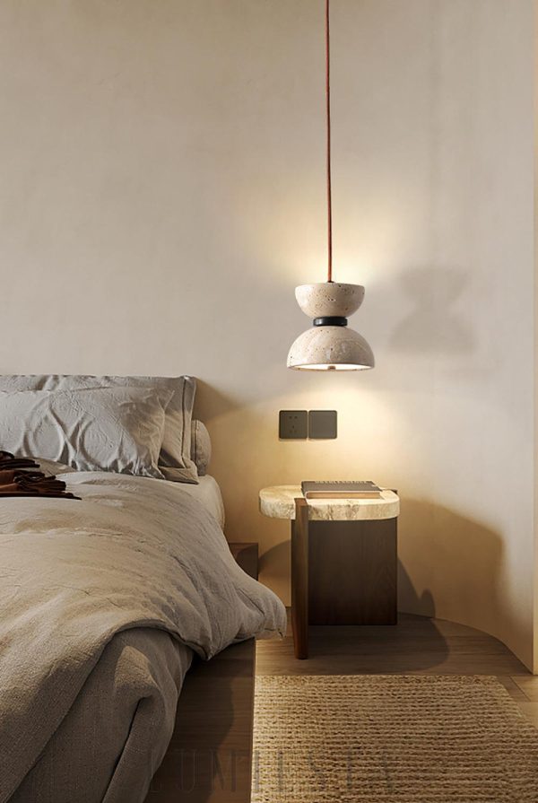 Randolf - Wisząca lampa travertynowa 15 cm, nowoczesna