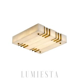 Capri - Złota lampa sufitowa z alabastru, kwadrat 40-80 cm