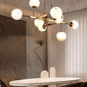 Elegancki żyrandol alabastrowy mosiężny 105–110 cm