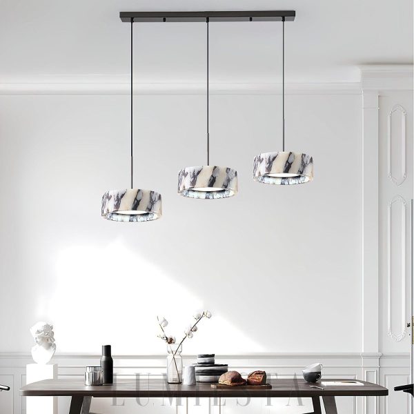 Frone - Okrągła lampa wisząca marmurowa 20cm biały i czarny