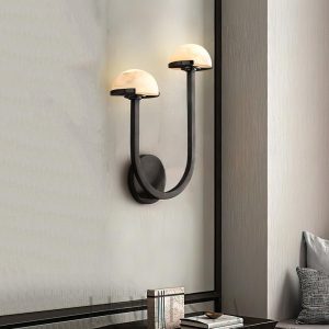 Alabastrowy kinkiet grzybek 31cm Złoty nastrojowe LED