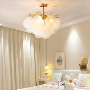 Lampa wisząca Nimbus ze szkła i mosiądzu - boczny widok konstrukcji