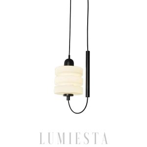 Szklana lampa wisząca japoński minimalizm czarna/biała