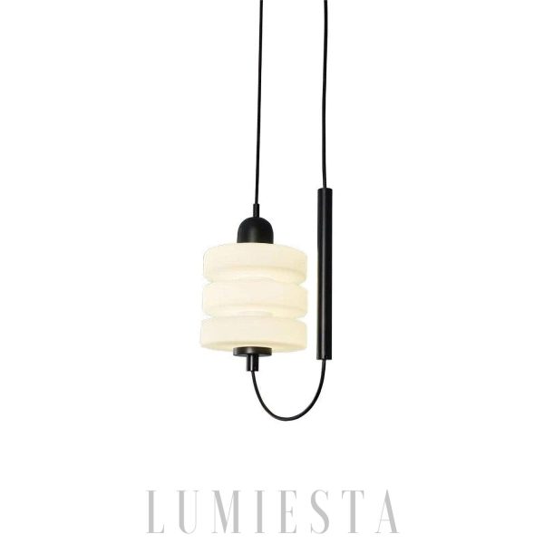 Szklana lampa wisząca japoński minimalizm czarna/biała