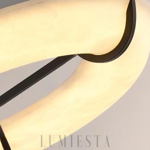 Pixeno - Alabastrowa lampa wisząca okrągła, metalowa