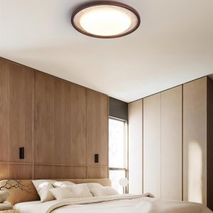 Okrągła lampa sufitowa Caldo travertyn 54cm beżowo orzechowa