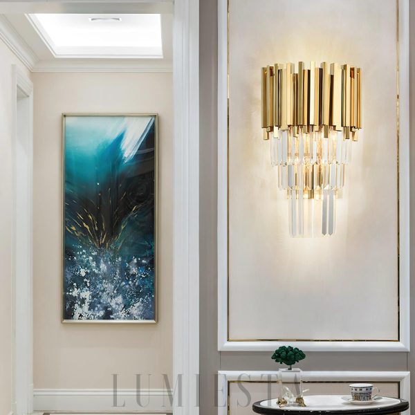 Bourbons - Kryształowa lampa ścienna złota 20×35 cm