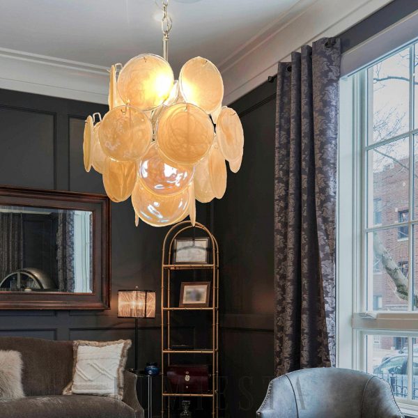 Lampa sufitowa Vintage Murano Złoty Szklany Żyrandol 45cm