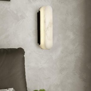 Paine - Luksusowa pionowa lampa ścienna z białego alabastru