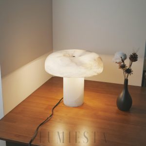 Lampa stołowa alabaster grzybek Rhodes - detal klosza i podstawy