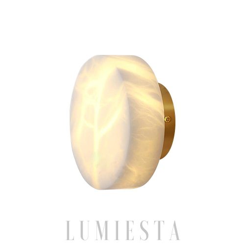 Domino - Lampa ścienna cylindryczna z alabastru w mosiądzu