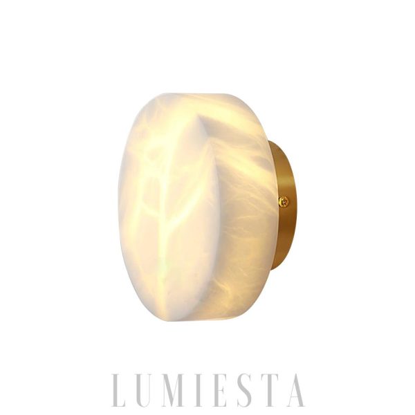 Domino - Lampa ścienna cylindryczna z alabastru w mosiądzu