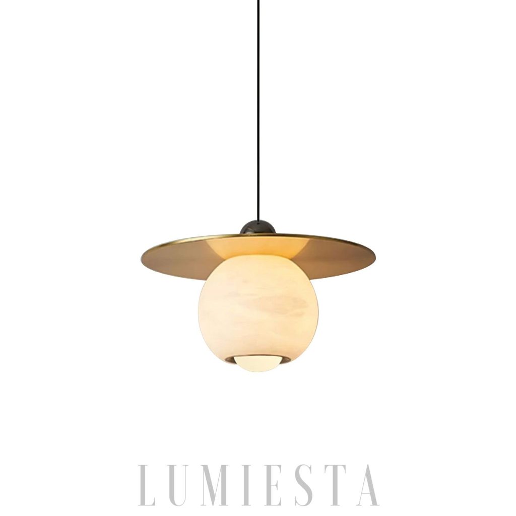 Lampa wisząca alabaster mosiądz Flavas - widok z przodu