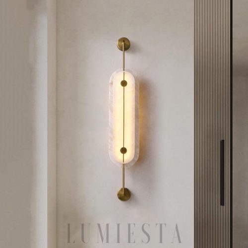 Alabaster Solvane lampa ścienna - owalny kinkiet z alabastrowym kloszem