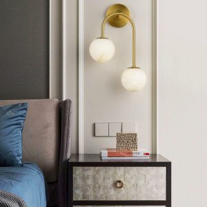 Tarim - Nowoczesna lampa ścienna alabastrowa mosiężna 30 cm