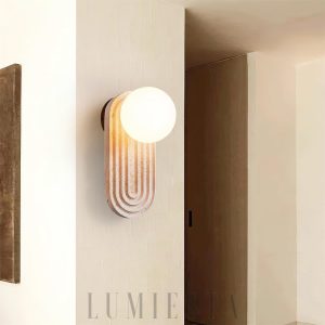 Owalny trawertynowy kinkiet Trent 11x16x25cm beżowy