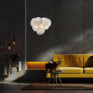 Murano White - biały kinkiet vintage z bocznego ujęcia, widoczne warstwy szklanych dysków