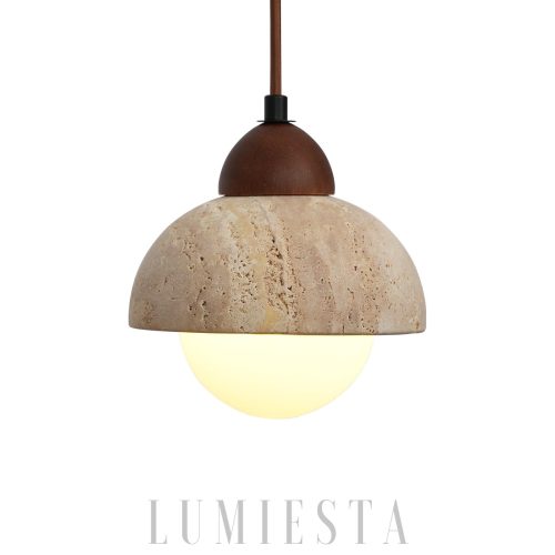 wm_6167943943806526268.jpg Półokrągła lampa wisząca z travertynu i beżowego szkła