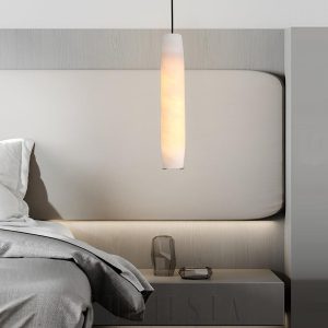 Luksusowa lampa wisząca Alabaster Flute biały kształt 38cm