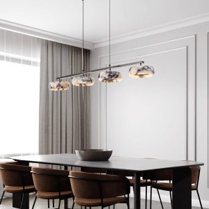 Lampa wisząca 115cm białe marmurowe pierścienie ciepła