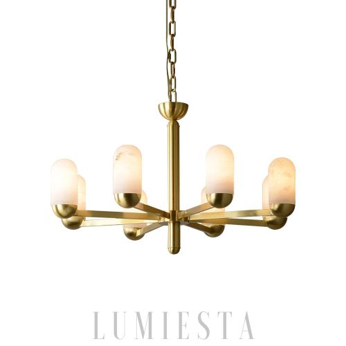 Wilton - Żyrandol Alabaster — mosiądz, alabastrowe klosze