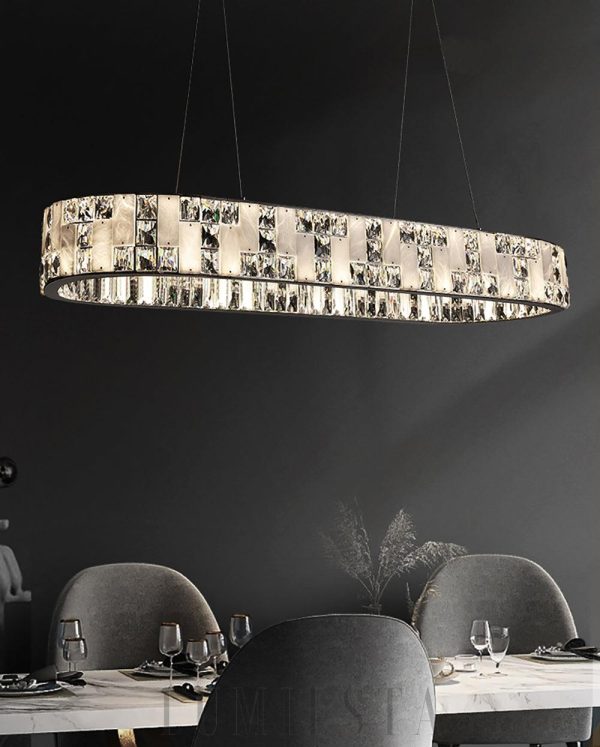 Luksusowy okrągły żyrandol alabastrowy kryształowy do salonu