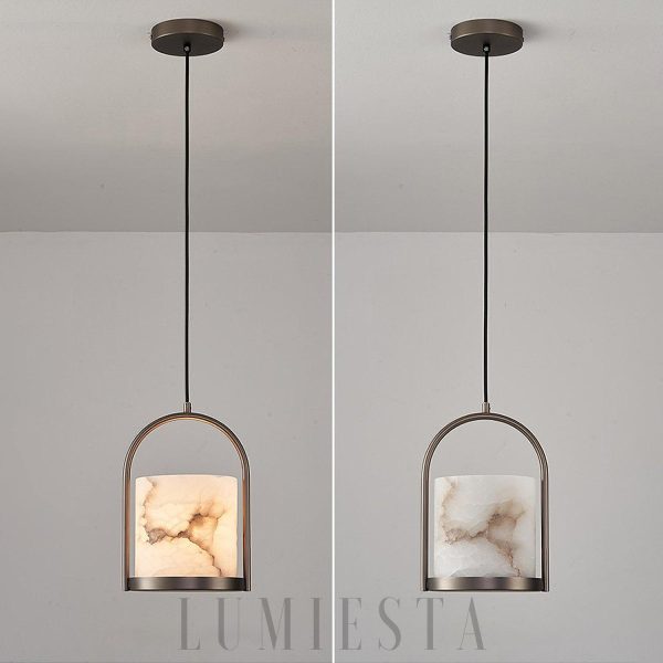 Lampa wisząca cylindryczna z marmuru o średnicy 20cm