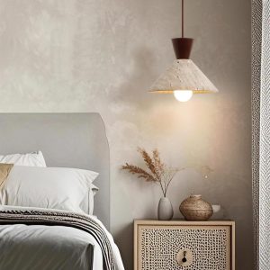 Lampa wisząca Cone z trawertynu stylowy stożek do jadalni