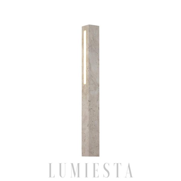 Elegancki travertynowy prostokątny kinkiet 50 cm beżowy LED