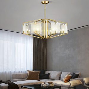 Luksusowy żyrandol alabastrowy w stylu nowoczesnym Mosiądz