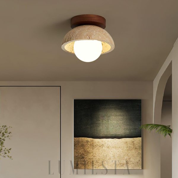 Piedra - Sufitowa lampa trawertynowa, naturalny styl 15 cm